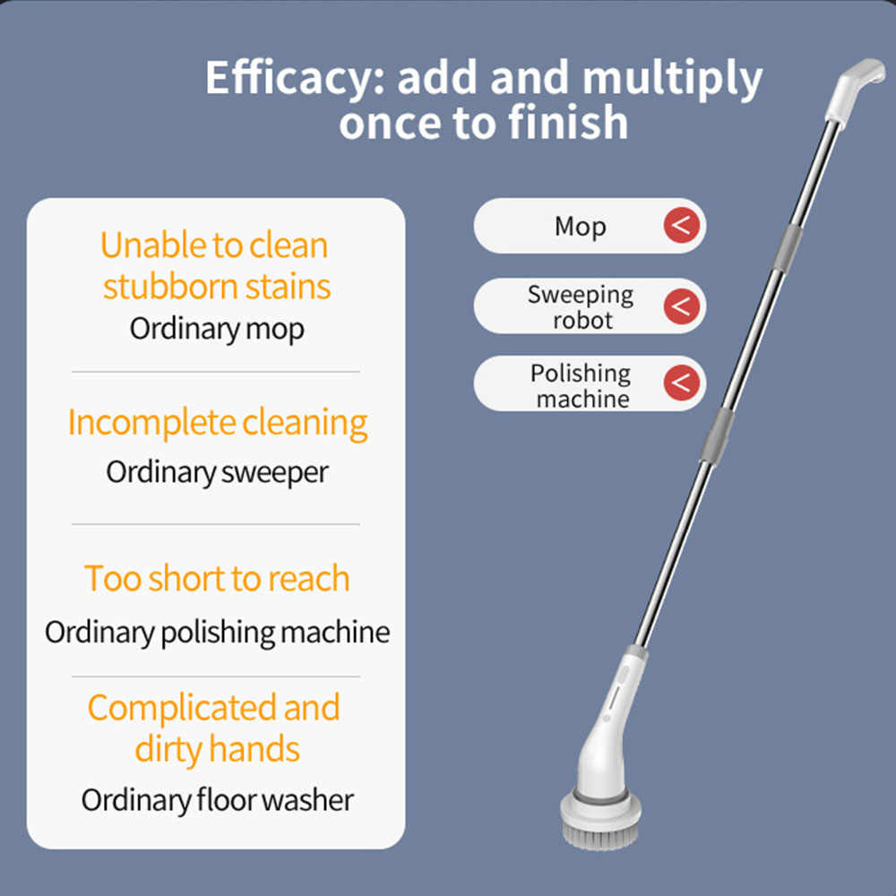 Electric Spin Scrubber Brush with Brush Heads&Extension Handles