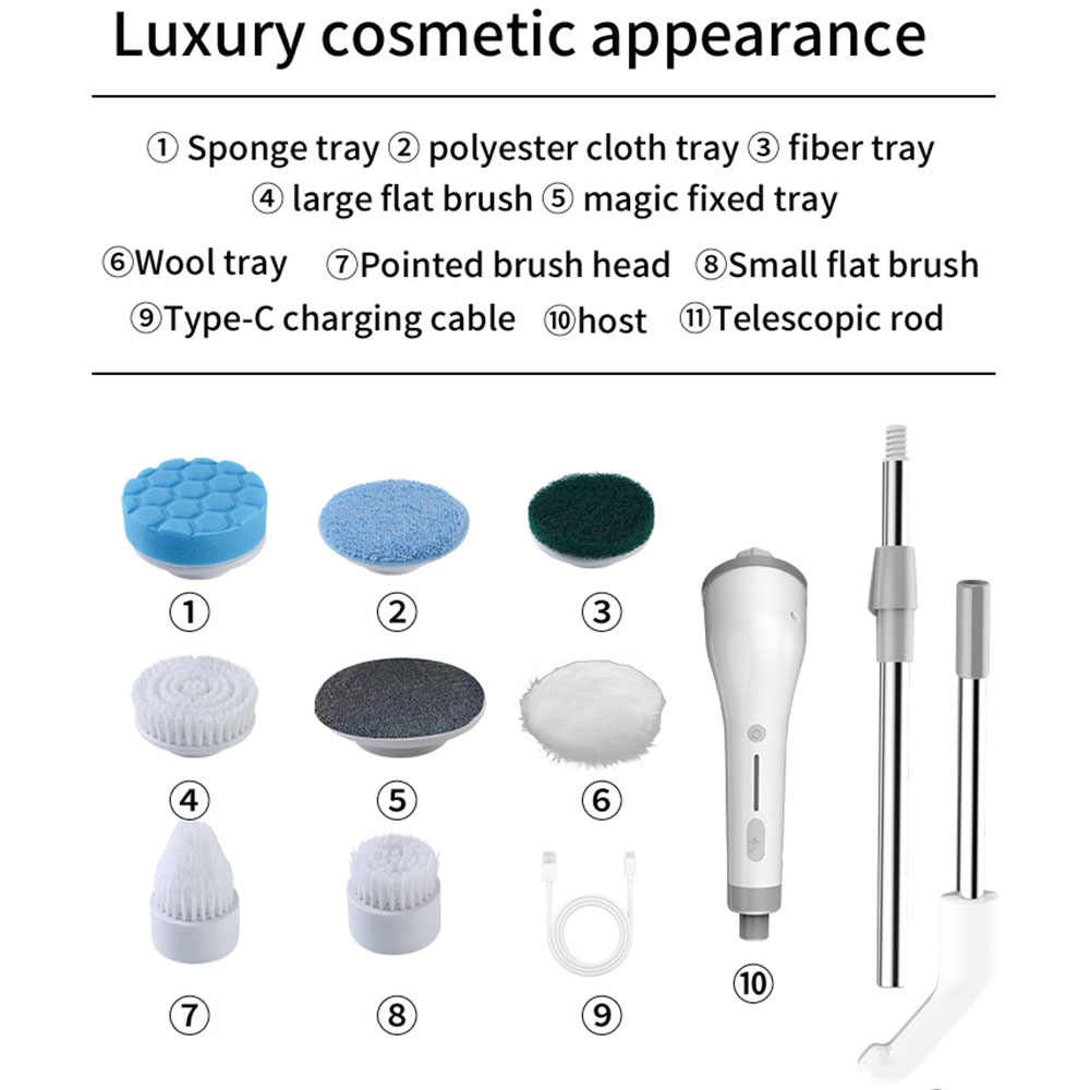 Electric Spin Scrubber Brush with Brush Heads&Extension Handles