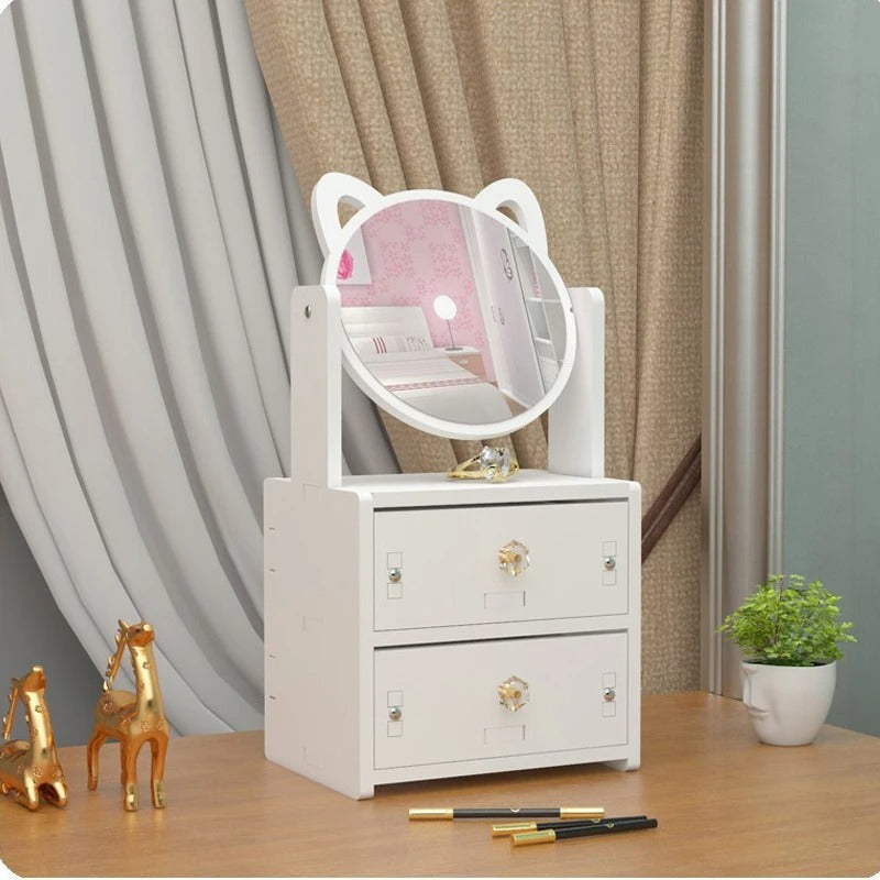 Rotate Makeup Mirror with Drawers