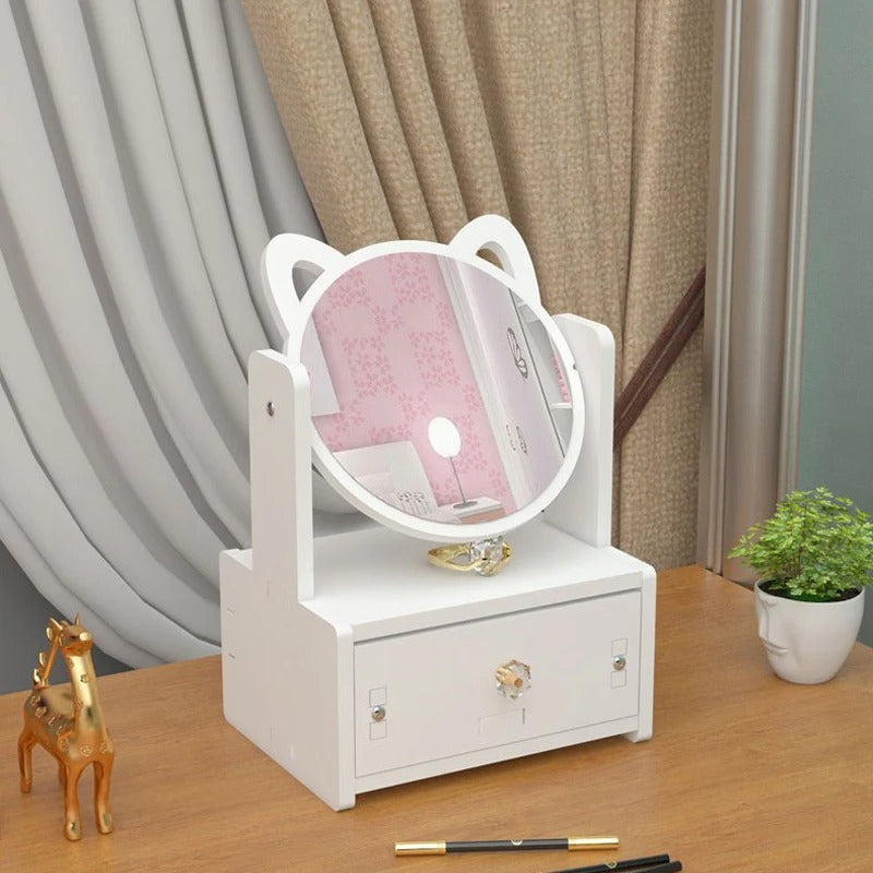 Rotate Makeup Mirror with Drawers